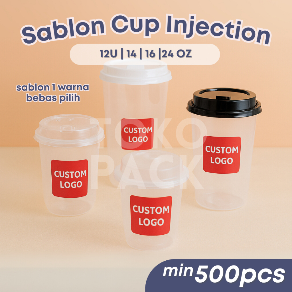 (SABLON 500 PCS) SABLON CUSTOM LOGO DESIGN CUP INJECTION PP BENING FROSTED