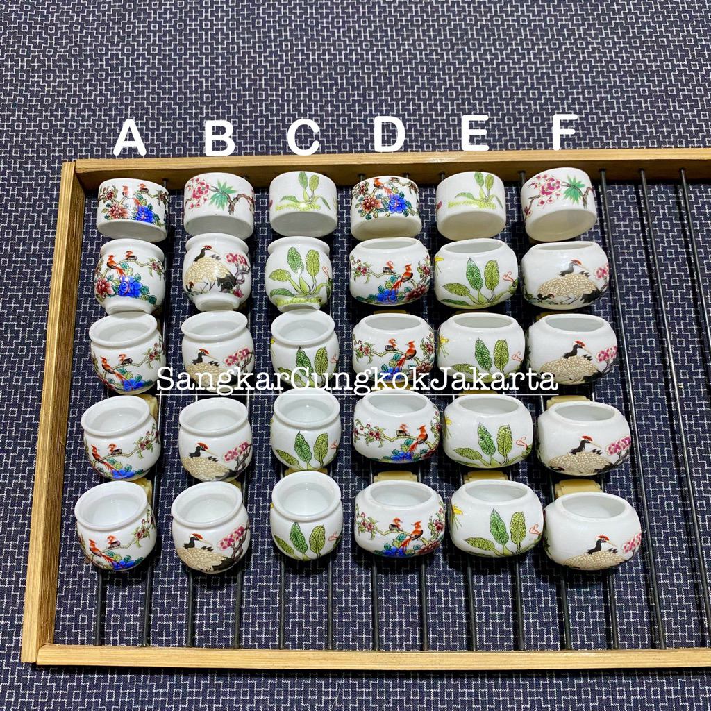 Cepuk Keramik Kecil Pleci Kolibri Finch Ori Cungkok set5pcs