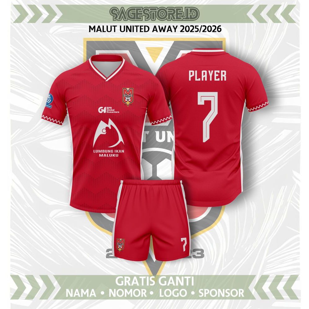 JERSEY MALUT UNITED 2025/2026 AWAY MERAH TERBARU