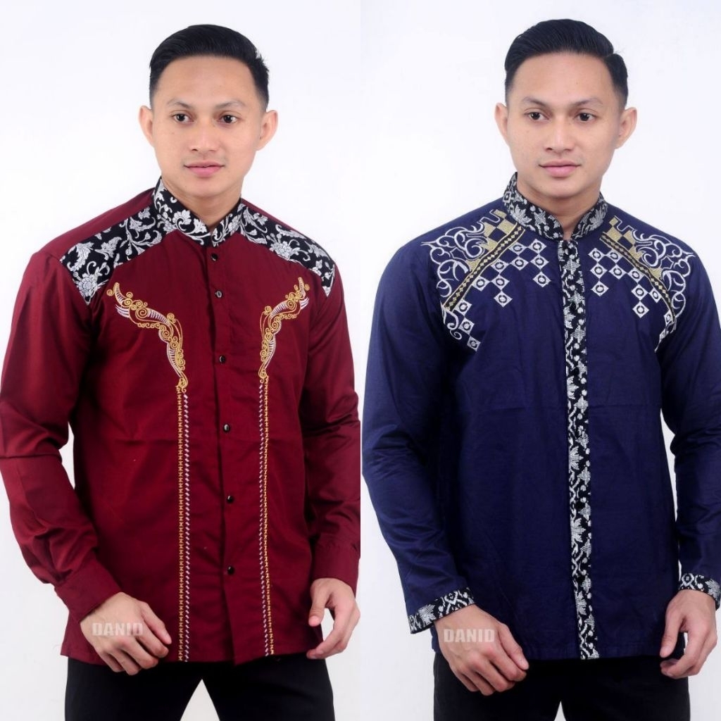 Kemeja batik pria bordir lengan panjang seragam kerja/seragam kerja wanita/ seragam kerja pria/serag