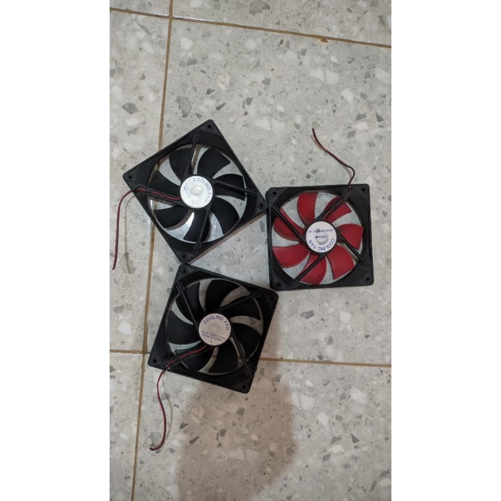 kipas bekas fan DC 12volt 12x12cm murah & normal