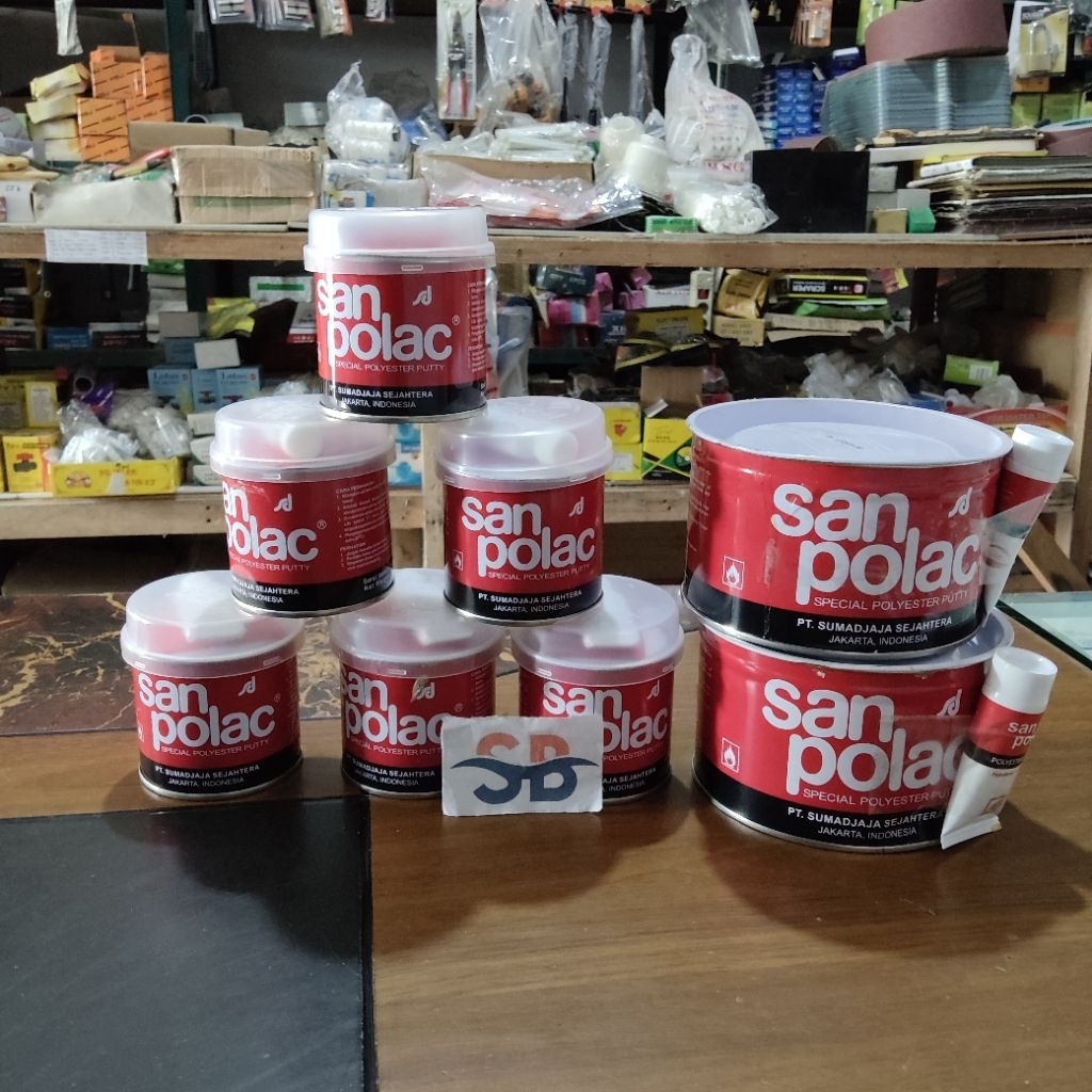 Dempul SANPOLAC 250gram 1kg / dempul plastik untuk mobil motor/ sanpolac dempul / dempul besi kayu /