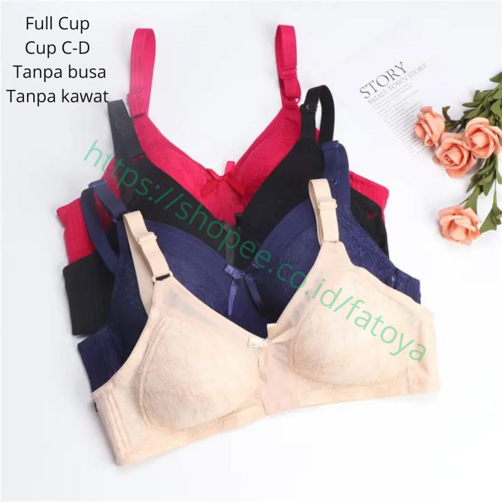 Bra BH Big Cup JUMBO Tanpa Kawat/ BH Brukat Full Cup C- D SIZE 36 - 46