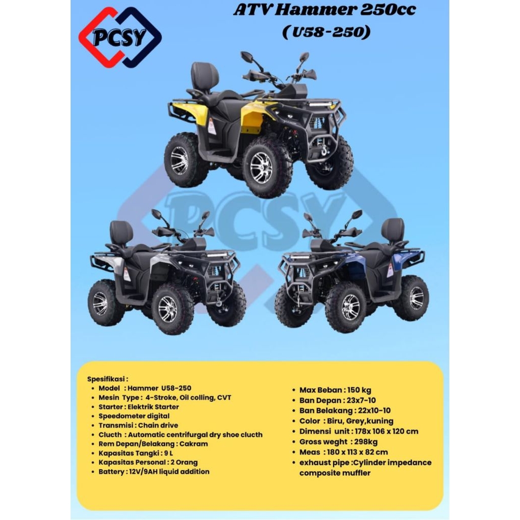 ATV PCSY Hammer 250cc U58-250 Medium ATV 4tak