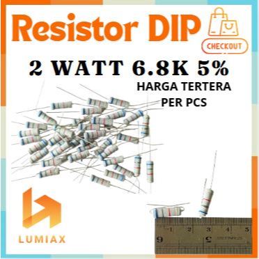 R resistor 2w 2Watt 6.8K 6.8Kilo Ohm 6.8 kilo 6.8kohm 2 watt toleransi 5% 6.8K