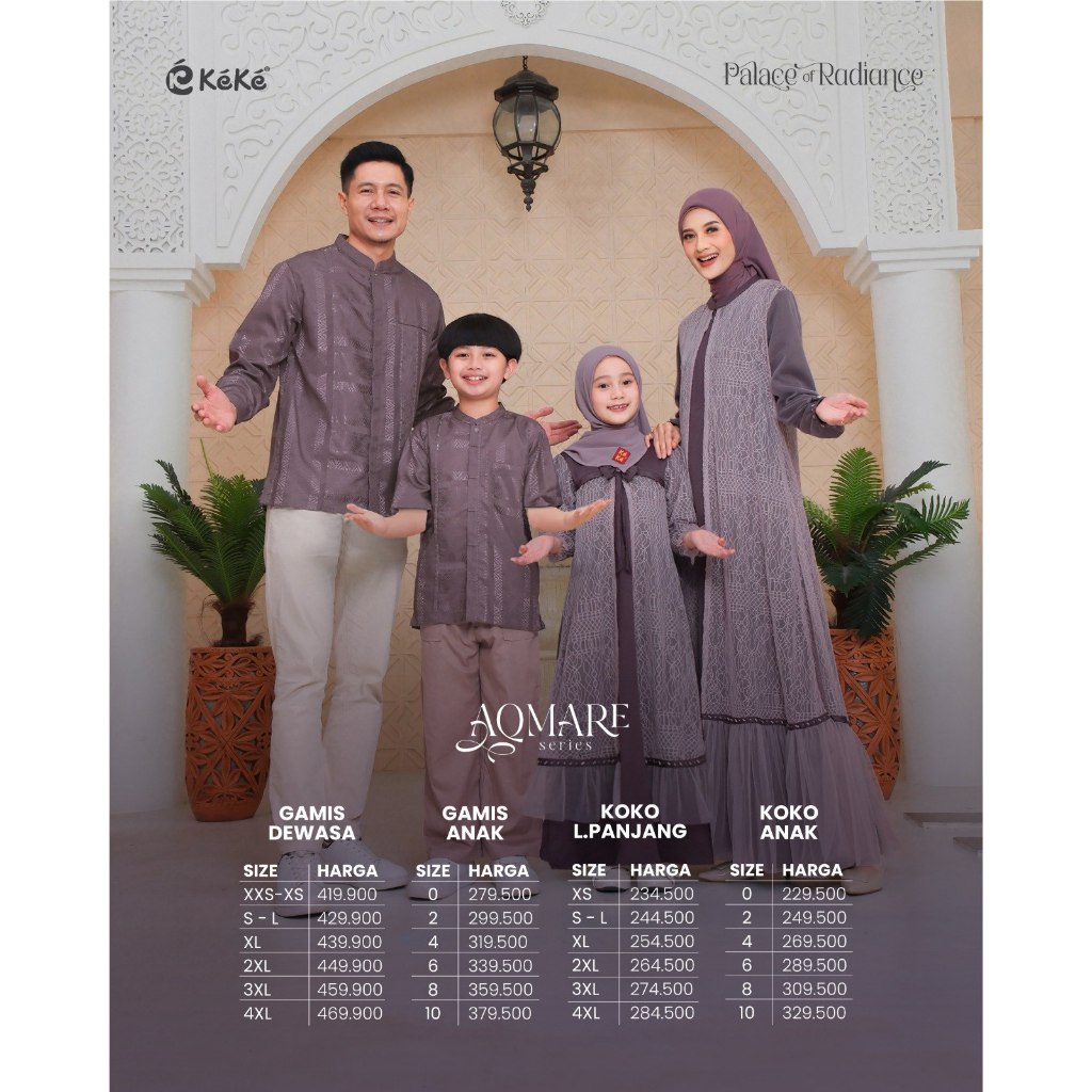 KEKE AQMARE (Deep Mauve) Series – Sarimbit Lebaran 2026 Gamis Syari Busui Friendly & Koko Dewasa Ele