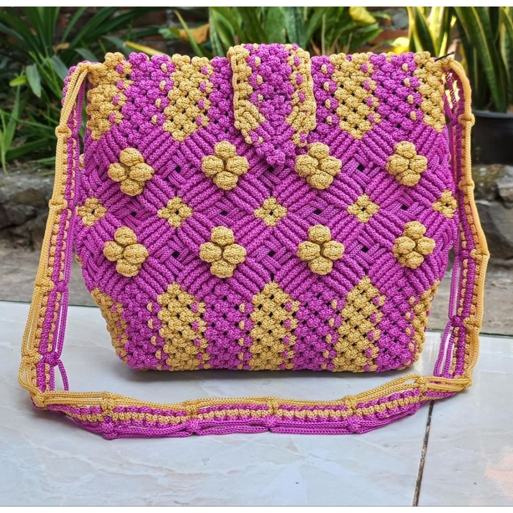 Tas Tali Kur Slempang Besar Motif Bunga Melati Jasmine Timbul Model Terbaru Kekinian Untuk Remaja da