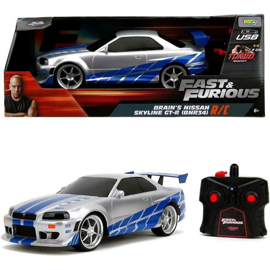 TERJAMIN ASLI JADA TOYS FAST & FURIOUS BRIAN'S NISSAN SKYLINE GT-R (BNR34)- READY TO RUN R/C RADIO