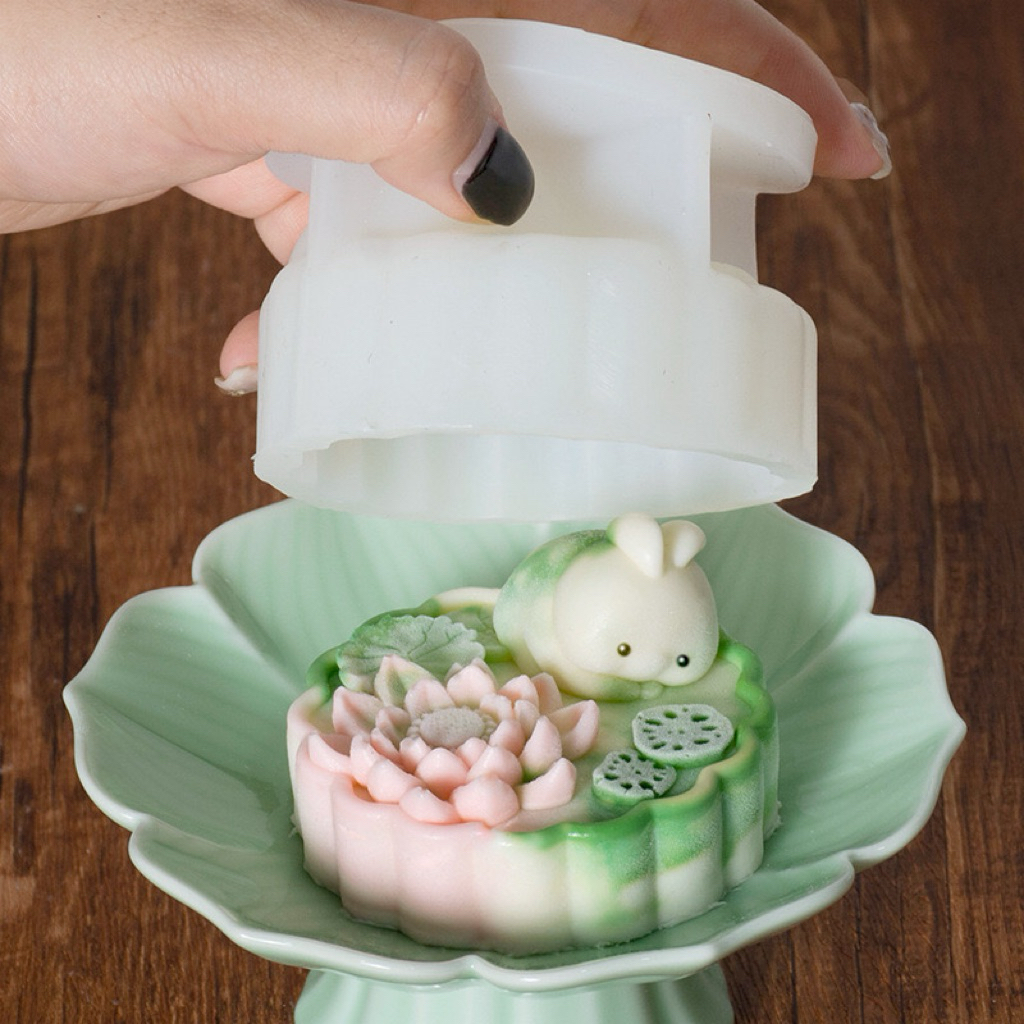 Silicone Cetakan Mooncake 3d Rabbit| Silikon Kelinci Lucu utk Puding, Agar2, Jelly