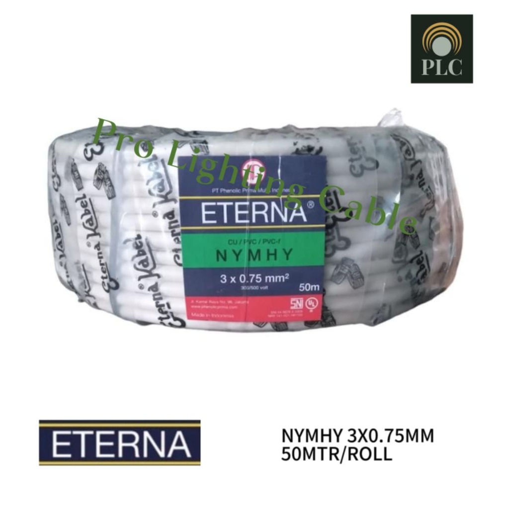 Kabel Eterna NYMHY 3X0.75 3X0,75 mm Rol 50 Meter