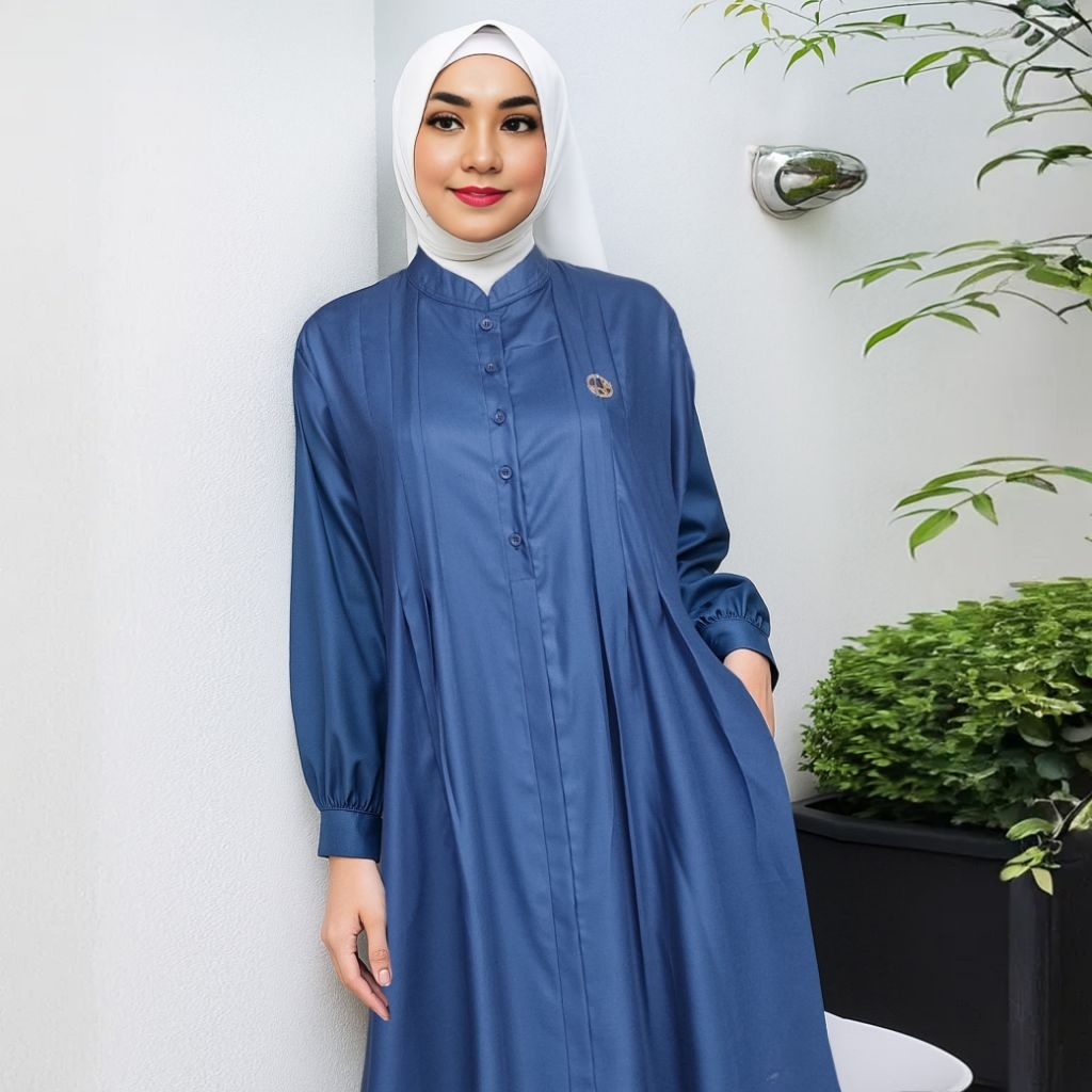 Gamis Katun Toyobo/Wanita Muslimah/Premium/Seragam Polos/Navy
