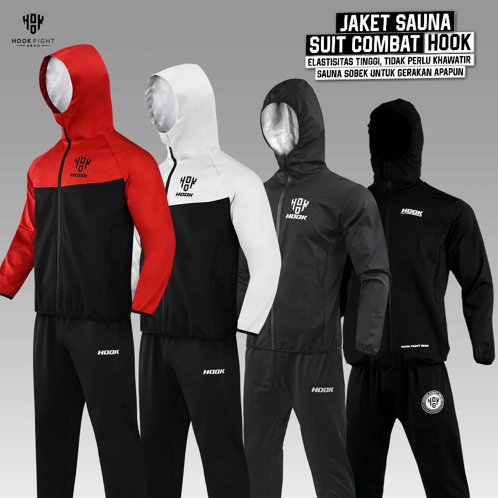 Jaket Sauna Suit Olahraga Baju Jas Pembakar Lemak Elastis Hook Baju Sauna Olahraga Pembakar Lemak Ho