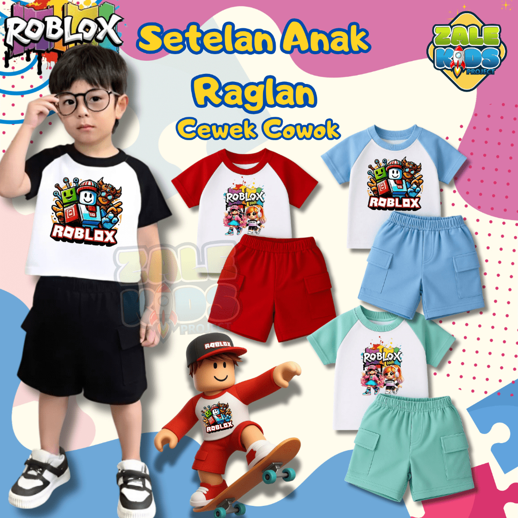 Setelan Anak Raglan Laki Laki Perempuan Roblox Baju Raglan Anak Roblox Cewek Cowok
