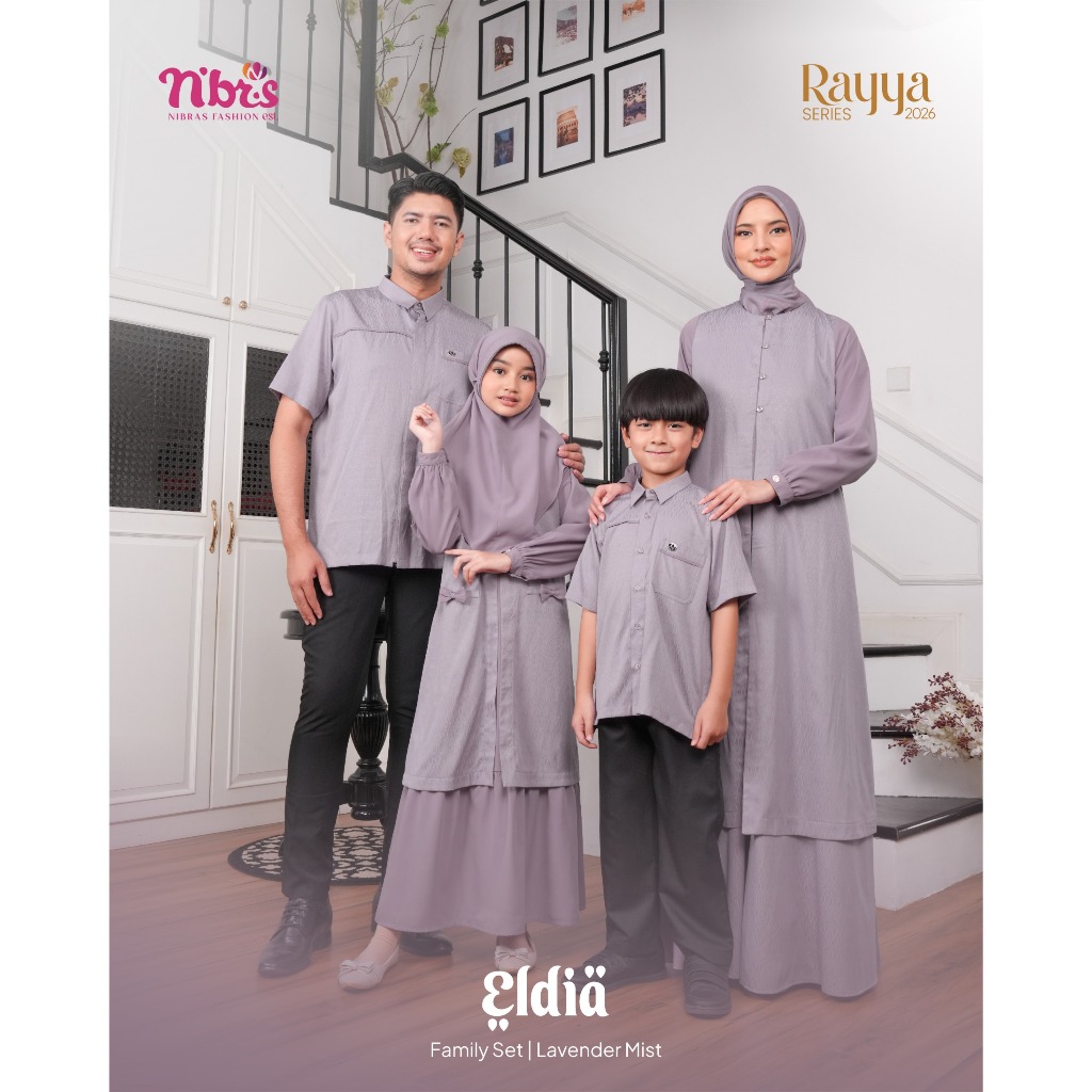 SERAGAM COUPLE HARI RAYA KELUARGA 2026 DIARAYYAKU ELDIA LAVENDER MIST BY NBRS NIBRAS - BAJU SARIMBIT