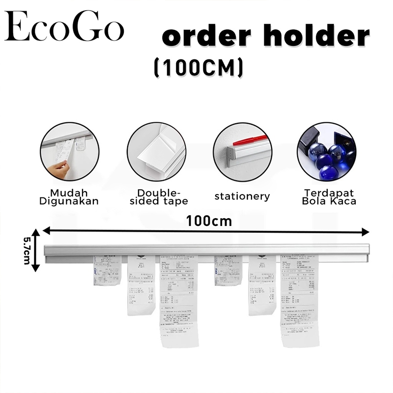 

EcoGo Bill Holder Receipt Holder 60cm 100cm Capitan Nota Stainless Penjepit Kertas Bon Bill Tab Grabber Aluminum Bill Holder
