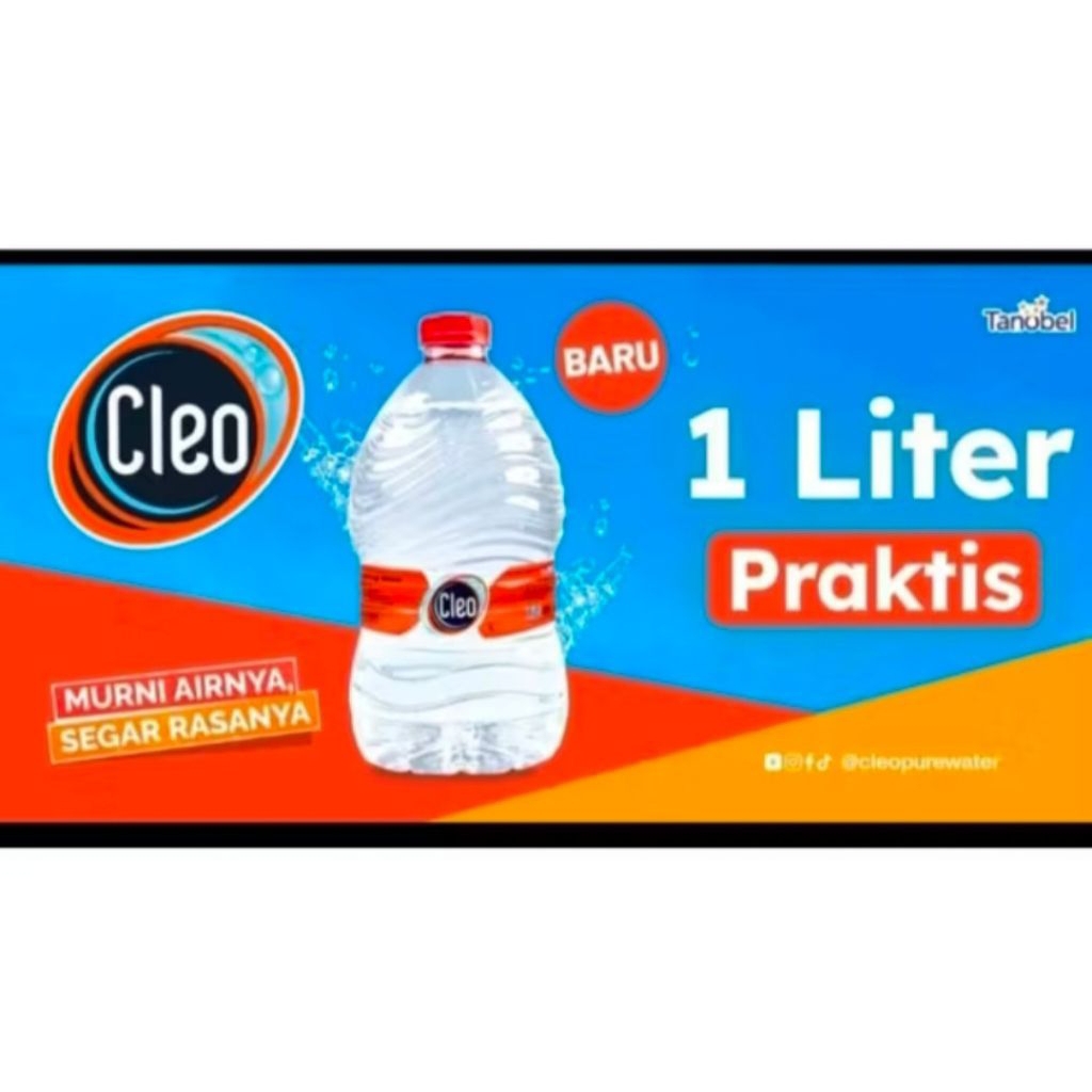 CLEO 1 LITER 1LITER 1 DUS ISI 12 BOTOL / CLEO AIR MURNI 1 L DUS KARTONAN