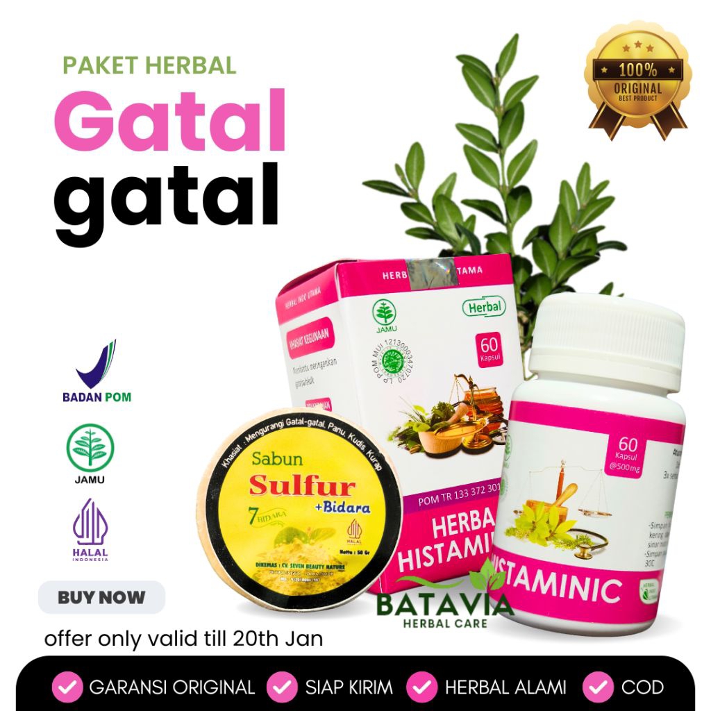 Paket Herbal Gatal gatal Alami Herbal Alergi Kulit Psoriasis