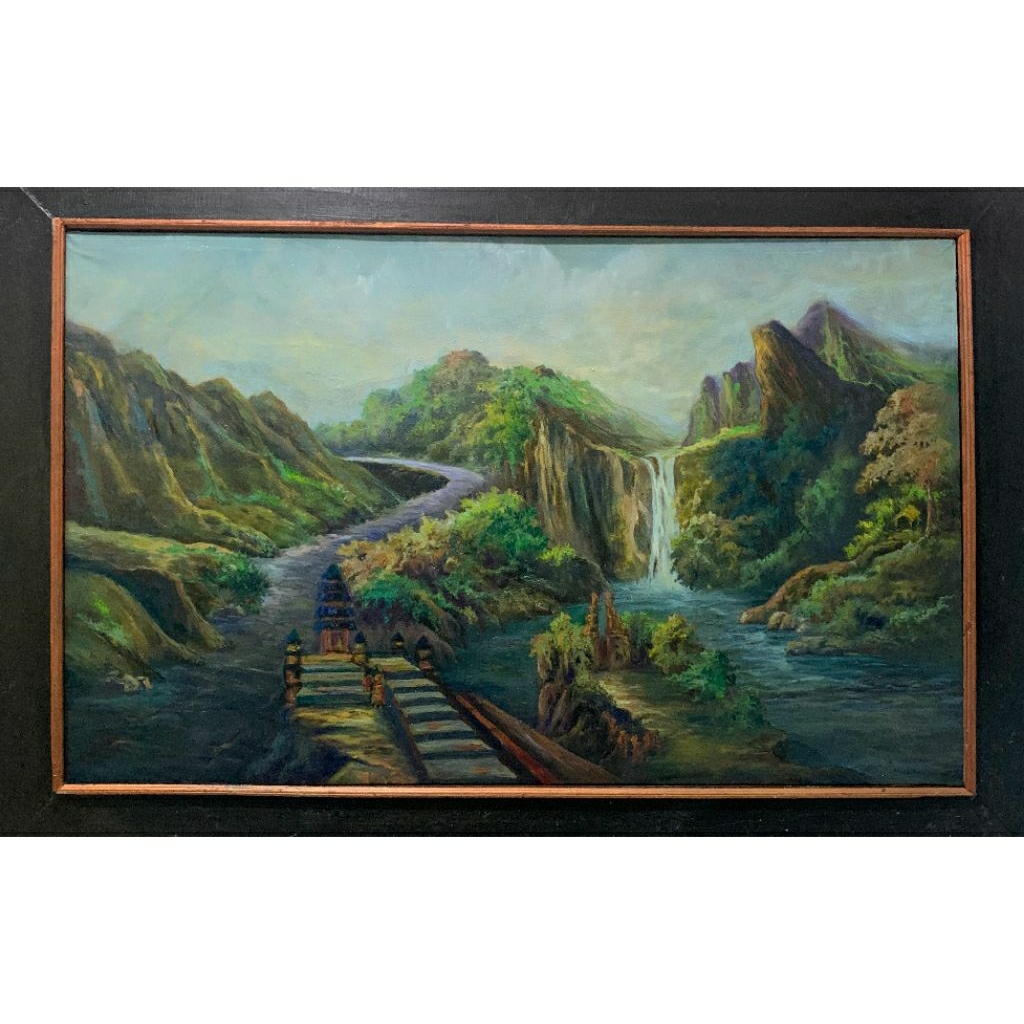 lukisan pemandangan air terjun