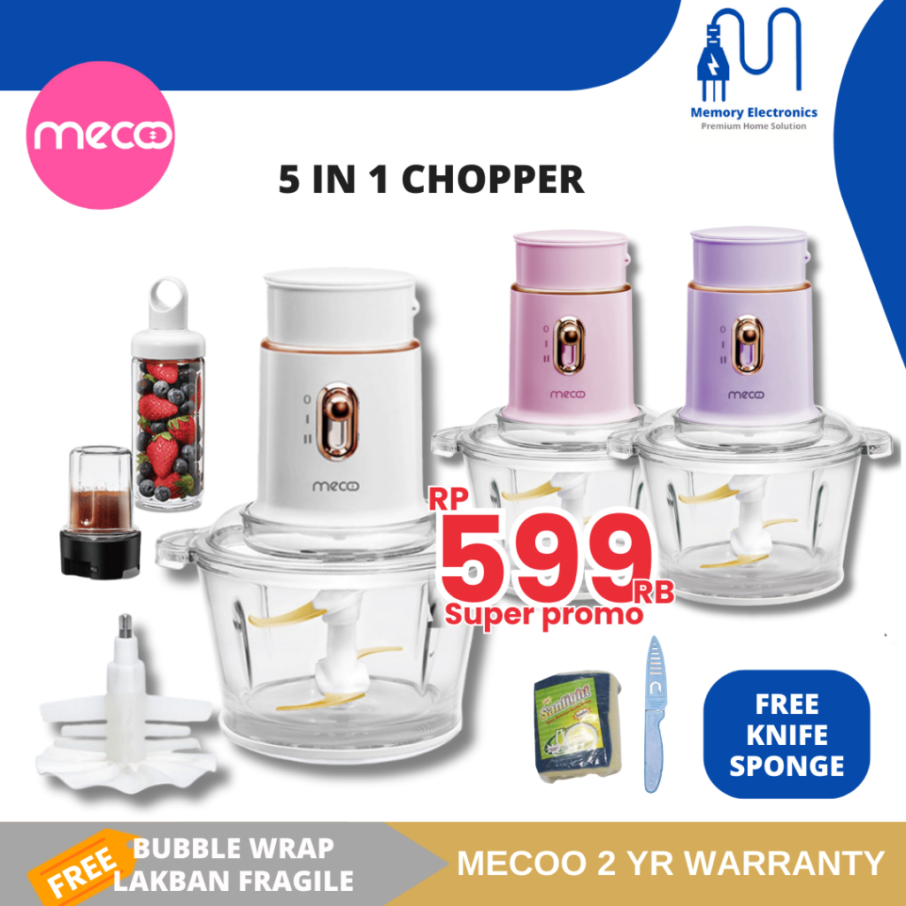 Terlaris Mecoo Chopper Blender Juicer Penggiling Daging Bumbu Buah Sayur Kupas Bawang Low Watt Food