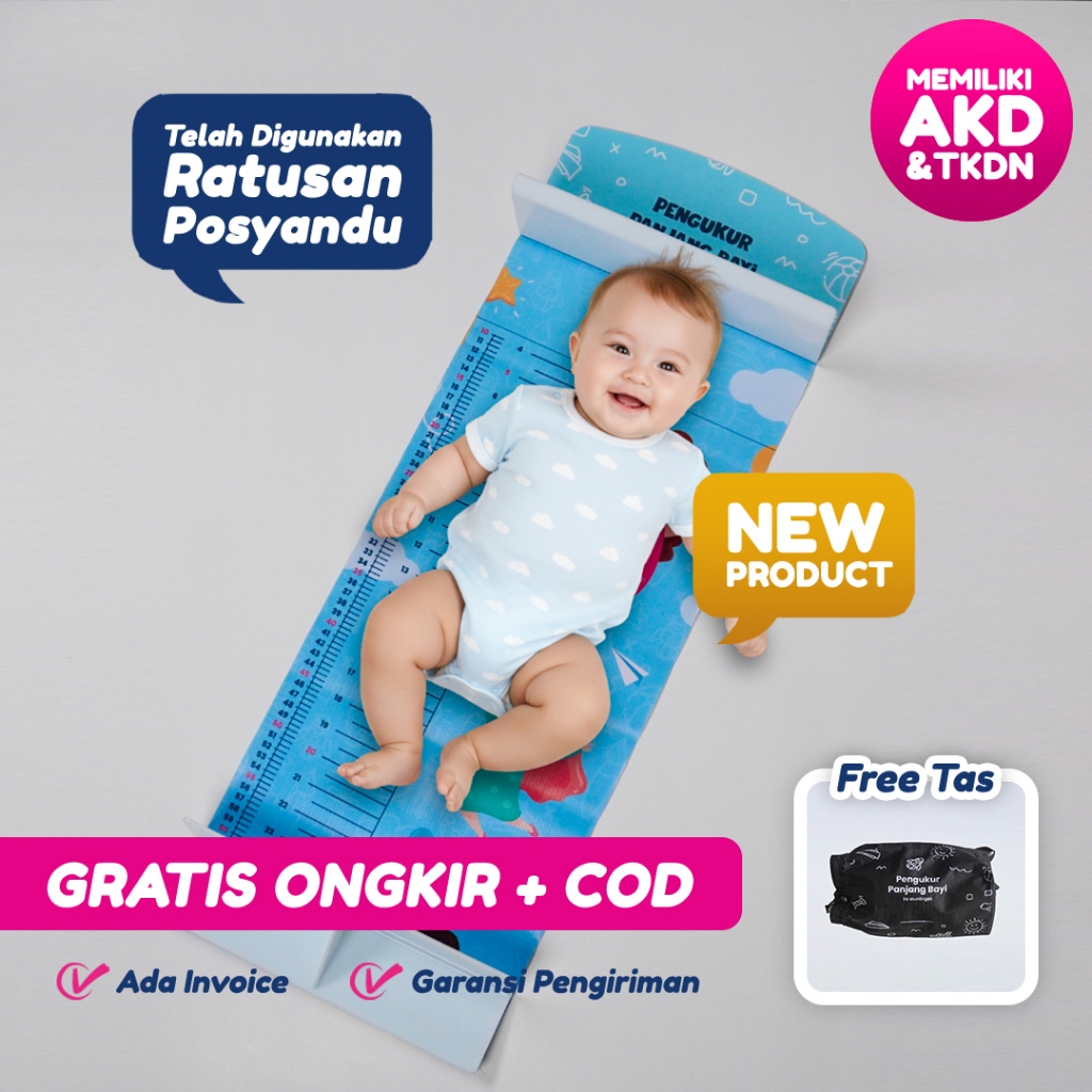 Alat Ukur Tinggi Badan Bayi  'Sky Blue'/ Pengukur Tinggi Badan Bayi / Infant Ruler/Pengukur Panjang 