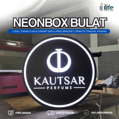 NEON BOX BULAT CUSTOM 2 SISI AKRILIK