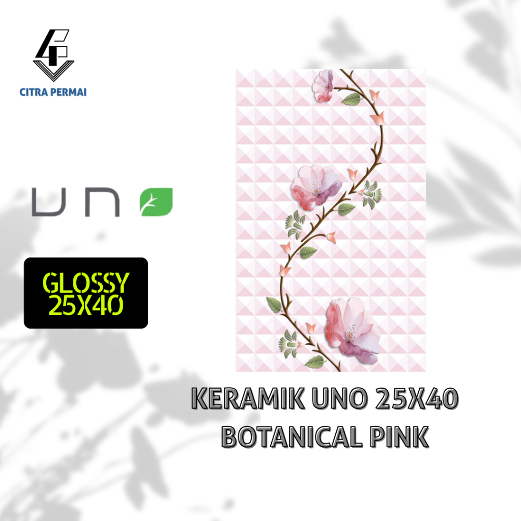 KERAMIK UNO 25x40 BOTANICA PINK / KERAMIK DINDING / KERAMIK MOTIF / KERAMIK RUMAH