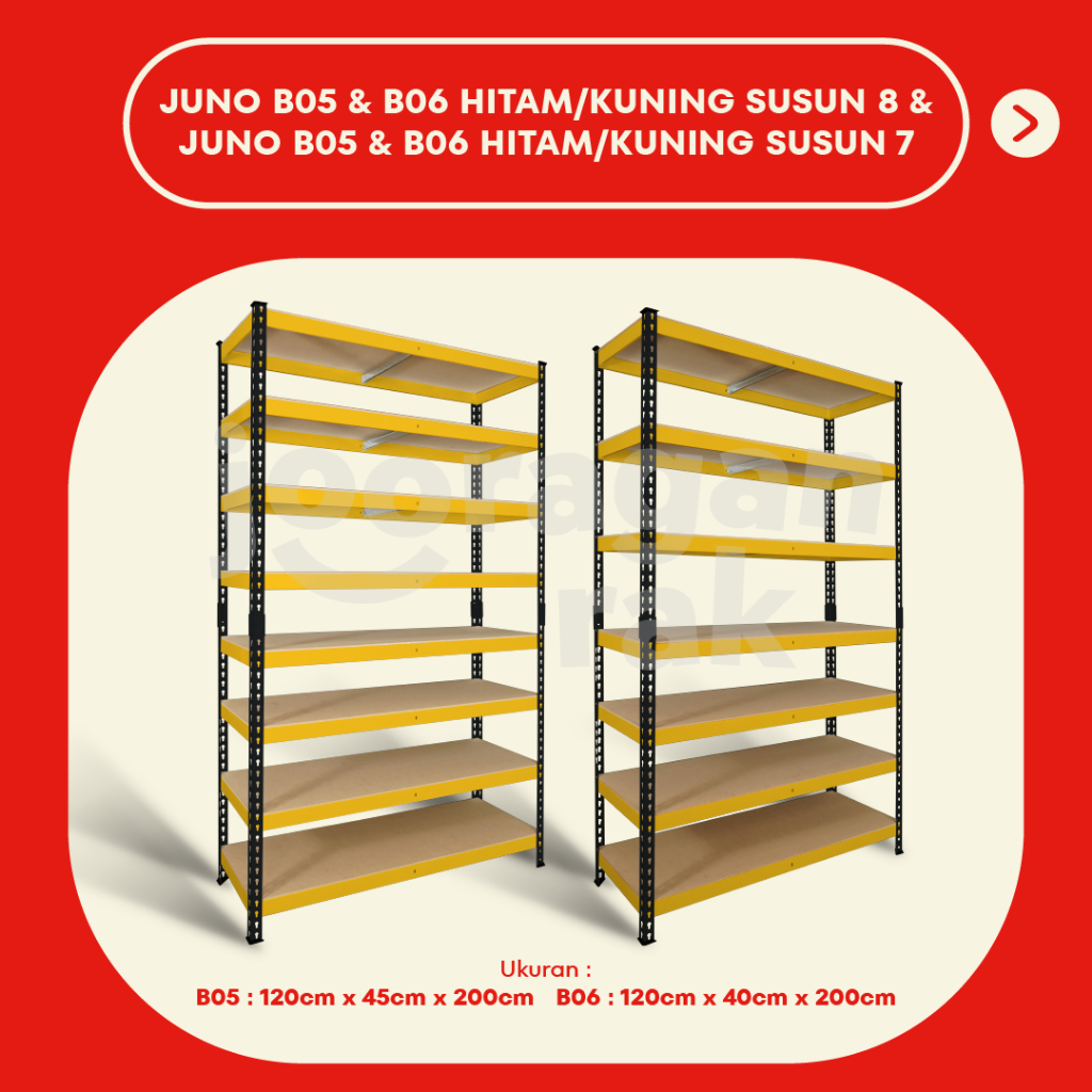 KRISBOW RAK BESI GUDANG SIKU LUBANG SERBAGUNA TIDAK PERLU BAUT HEAVY DUTY | HITAM - KUNING