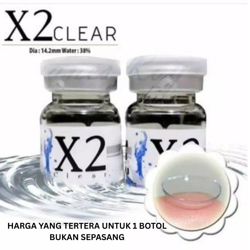 Softlens X2 CLEAR ( 1 BOTOL) 14MM Softlens Minus , Softlens Bening Minus , Minus Tinggi , Softlens H