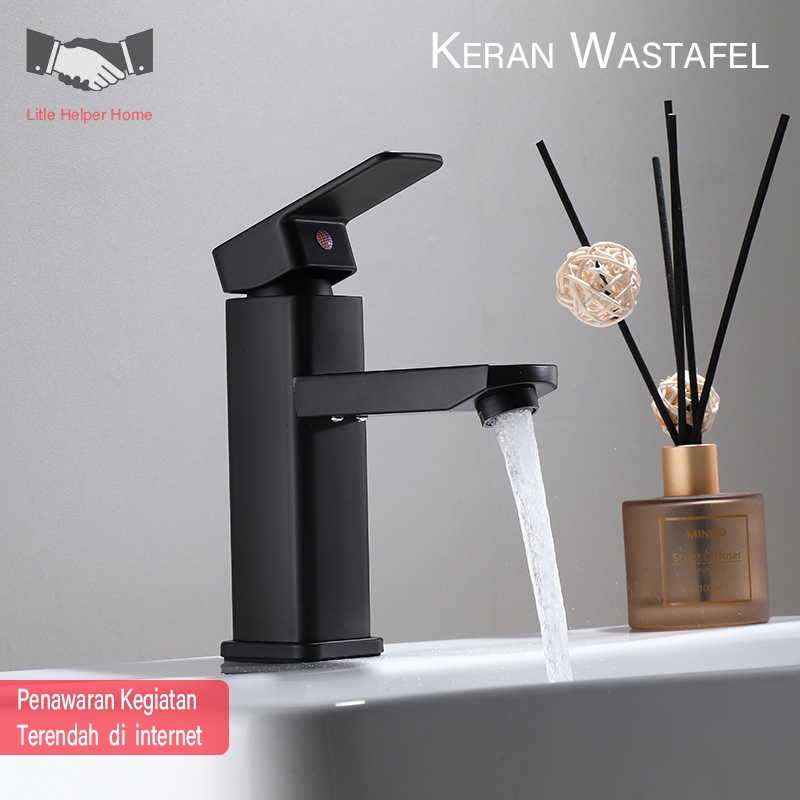 Kran Wastafel 304(Hitam/Perak)kran hitam stainless/kran wastafel 2 cabang/kran murah/kran biasa/kran