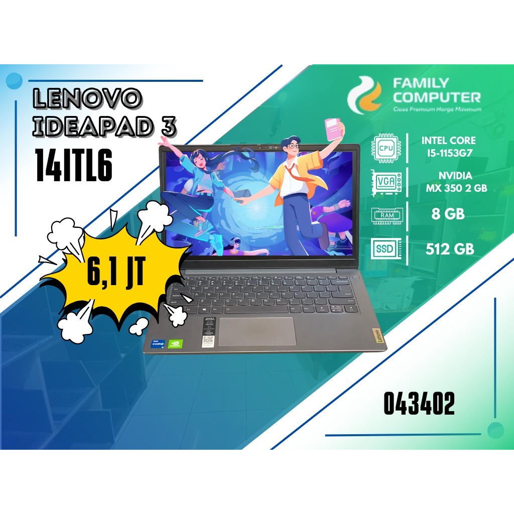 LENOVO IDEAPAD 3 I4ITL6 | INTEL CORE I5-1153G7 | NVIDIA MX350 2GB