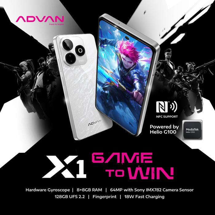(FREE CASE) ADVAN X1 Mediatek Helio G100 8GB+8GB/128GB High Refresh Rate 120Hz IPS FHD+ Sony 64MP Bi