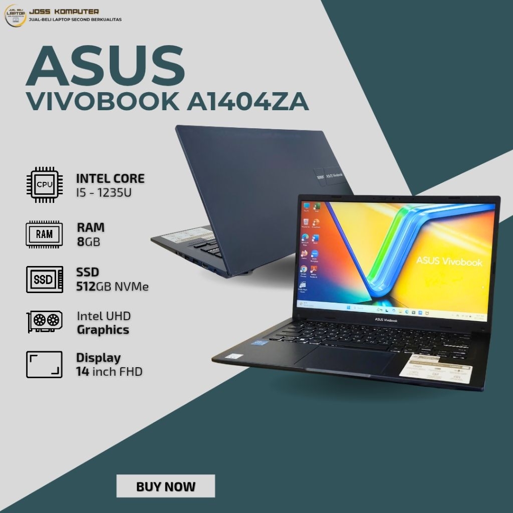 ASUS VIVOBOOK A1404ZA INTEL CORE I5-1235U/ RAM 8GB/ SSD 512GB/ 14" FHD / Garansi Resmi On