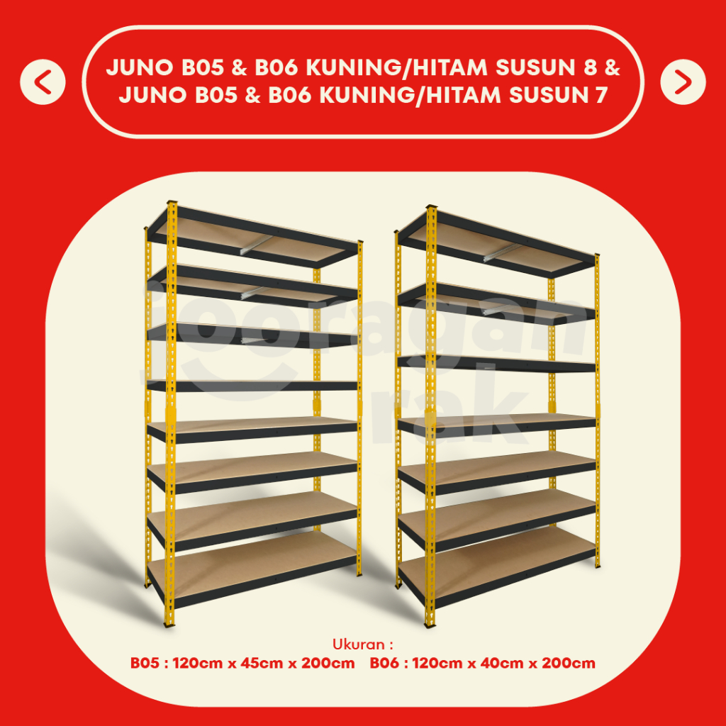 KRISBOW RAK BESI GUDANG SIKU LUBANG SERBAGUNA TIDAK PERLU BAUT HEAVY DUTY | KUNING - HITAM