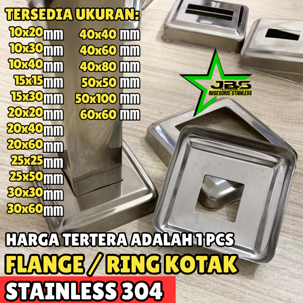 FLANGE 304 / RING KOTAK STAINLESS 304 / COVER PENUTUP DYNABOLT TIANG HOLLOW SS 304