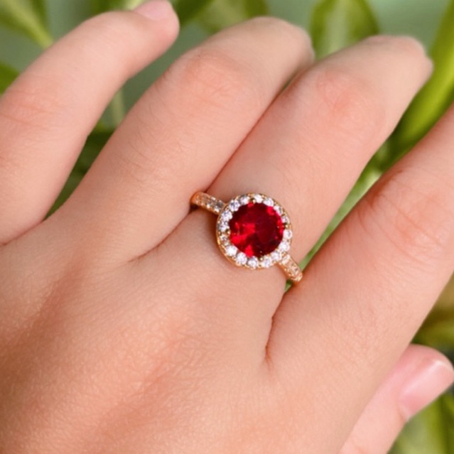 CINCIN EMAS BERLIAN BATU MERAH DENIA TITANIUM
