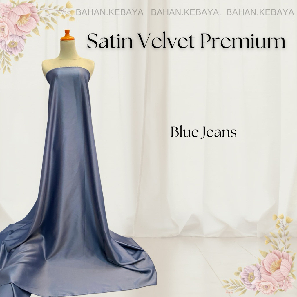 Kain Satin Saten Silk Velvet Premium Warna Blue Denim Jeans