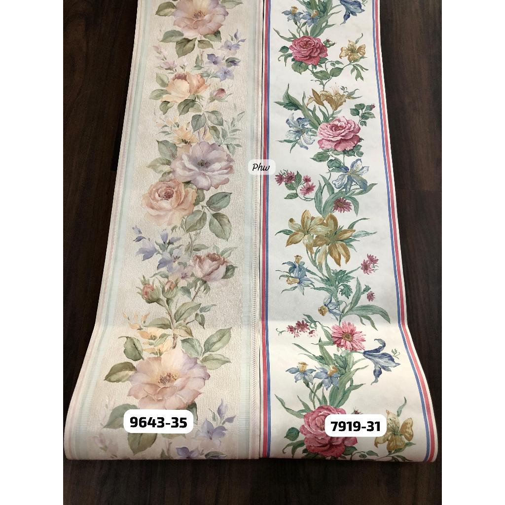 Wallpaper Dinding Border List Bunga Mawar Elegant Mewah