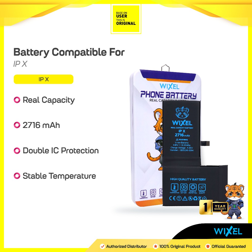 WIXEL ORIGINAL Baterai Iphone X Batre Batrai Battery Dual Double Power HP Handphone Apple Ip Ori