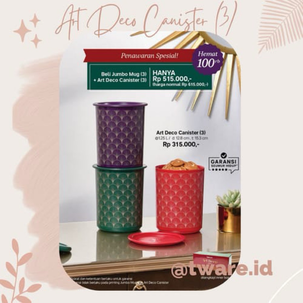 Toples Tupperware promo,Mosaic Canister  , Small mosaic
