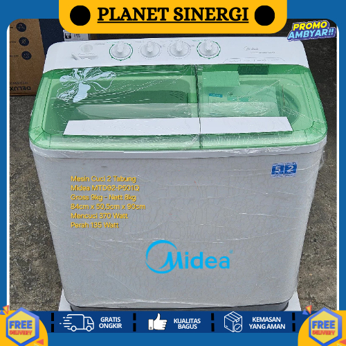 MESIN CUCI MIDEA 2 TABUNG 9 KG MTD92-P501Q GARANSI RESMI