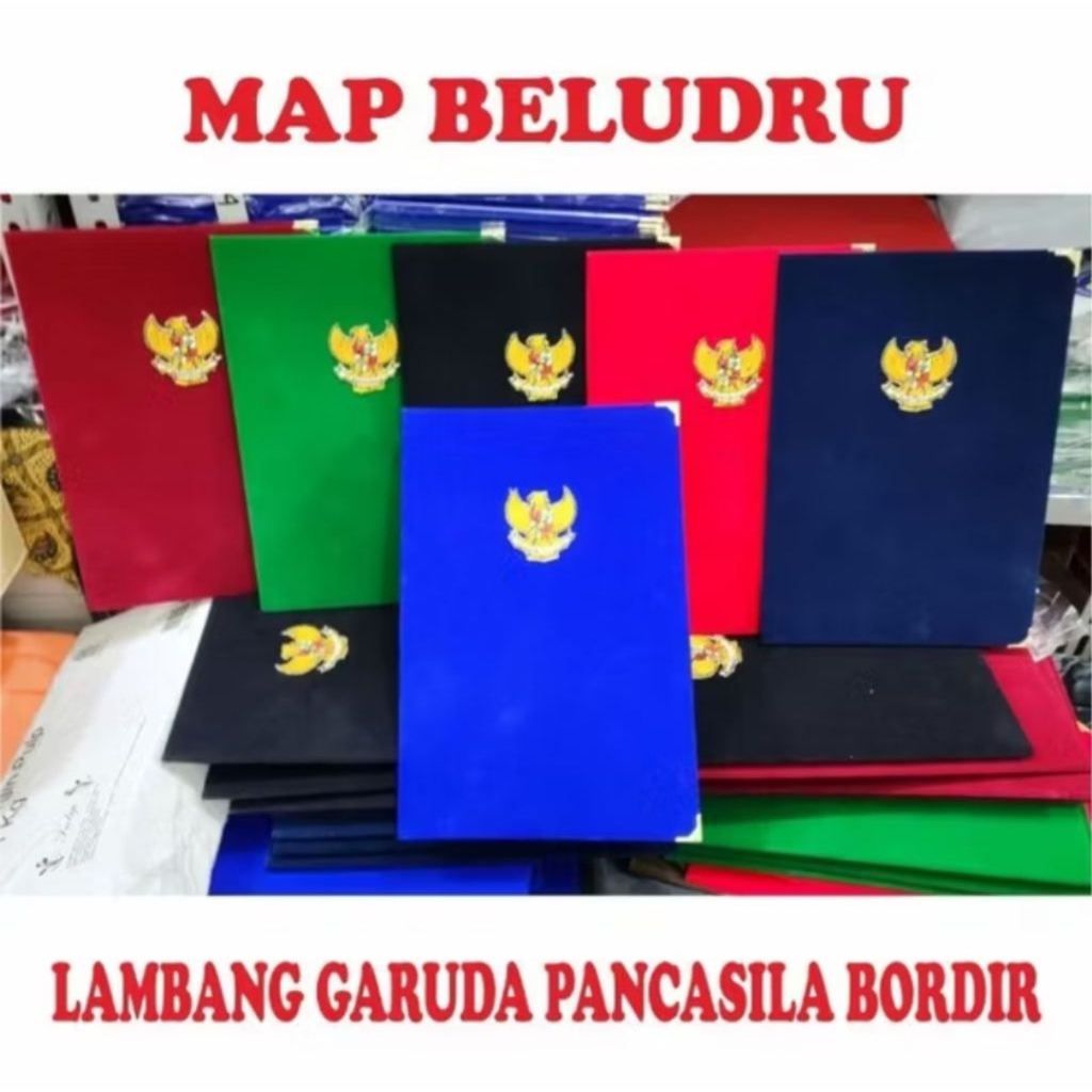 Map Beludru Garuda Bordir siku kuningan uk. F4/A4