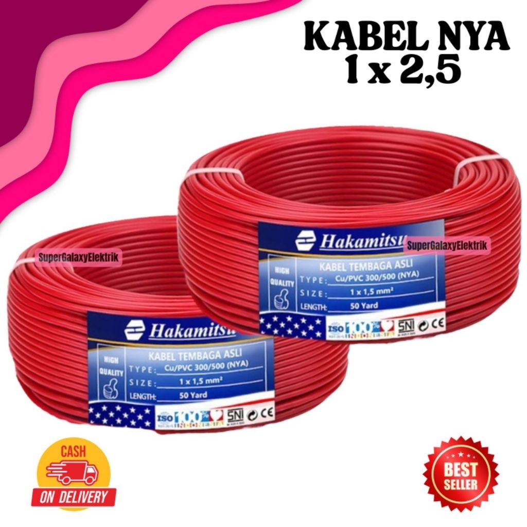 KABEL NYA 1X2,5 50Yard Merah&Hitam / Kabel Listrik / Kabel Engkel
