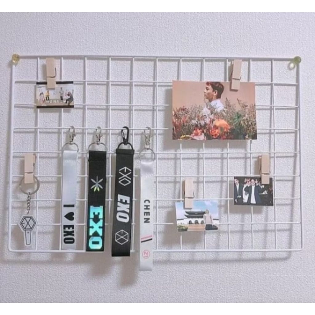 Ram kawat kotak panjangan dingding tempel aesthetic besi coting anti karat