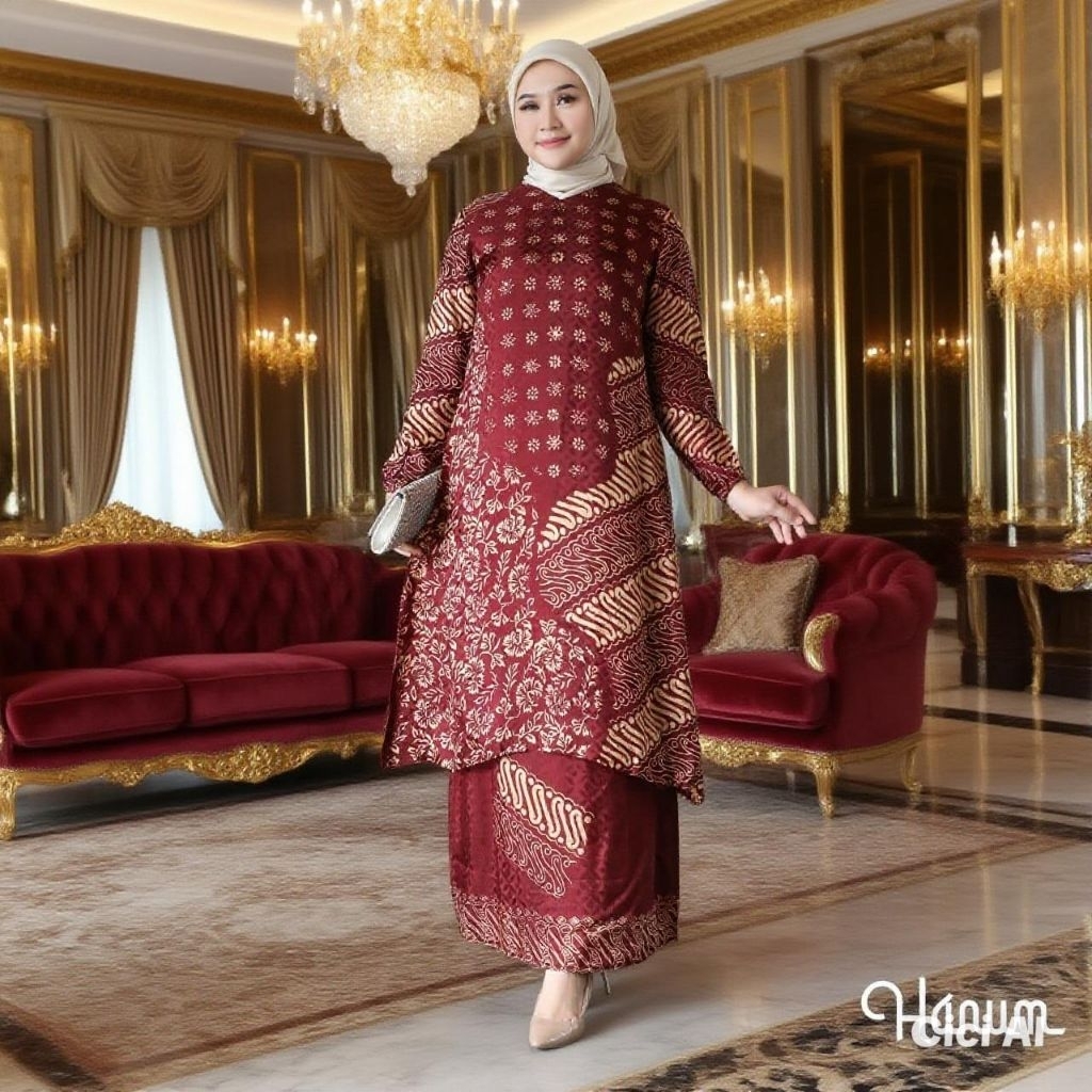 ALAZZA -SETELAN BATIK TUNIK WANITA SET BATIK TUNIK dobby sutra viscose premium/set batik tunik lebar