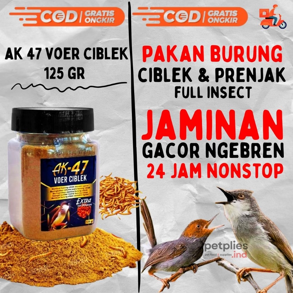 SEMPATI AK 47 VOER CIBLEK SEMPATI - 125gr Extra Ulat Hongkong Pakan Voer Pur Burung Ciblek Kristal S