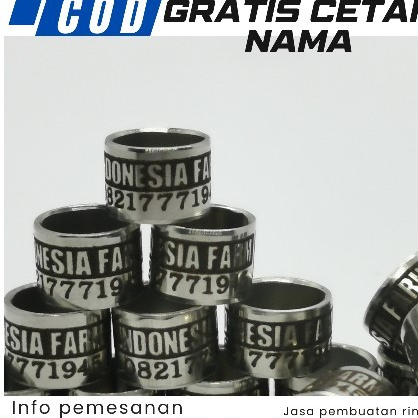 RING BURUNG BAJA VARIASI STANDART 19 | CUSTOM CETAK NAMA | MERPATI | PERKUTUT | MURAI | KENARI | LOV