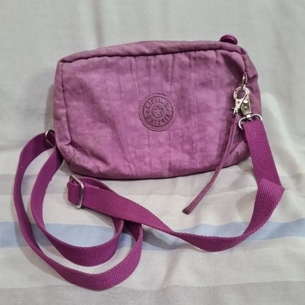 Tas KIPLING Purple Sling Clutch Preloved