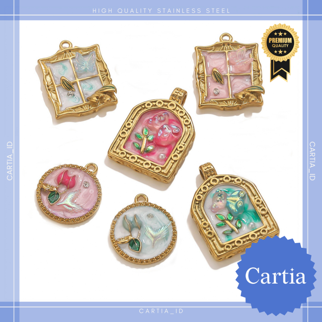 1 PCS LIONTIN CHARMS MONET GARDEN STYLE STAINLESS STEEL KALUNG TITANIUM