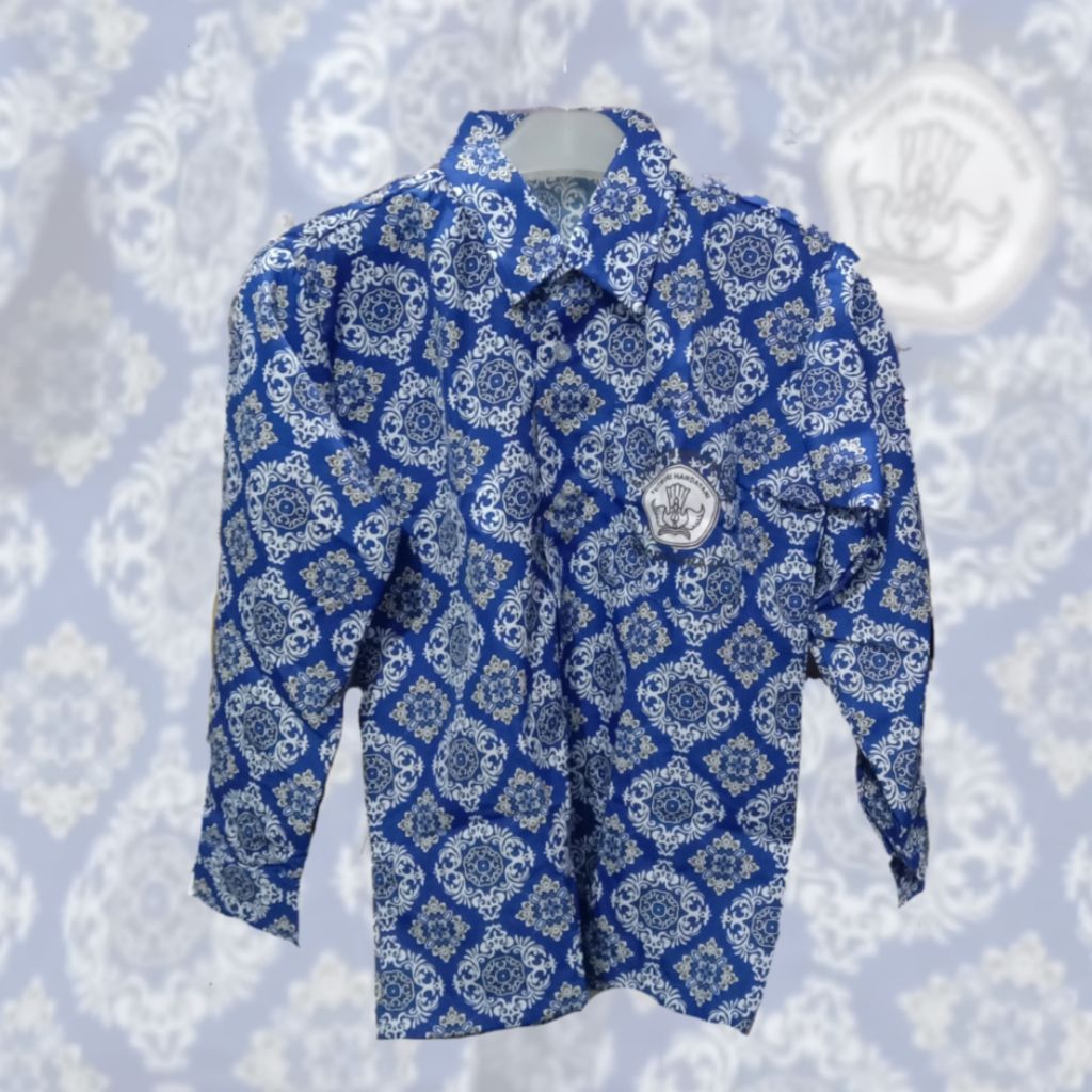 Batik Panjang SD | Batik MTs Seragam Batik Biru Bahan Satin batik SD Cangkudu