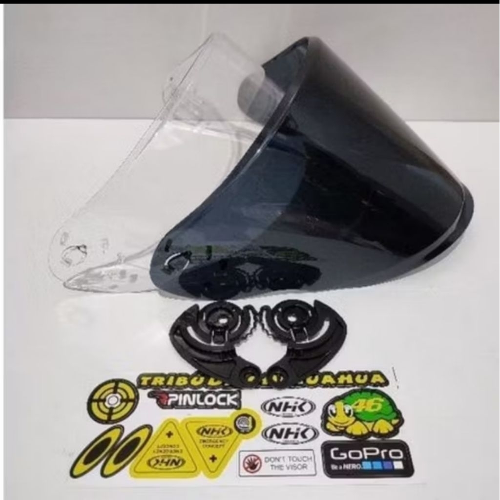 kaca helm nhk r6 datar / flat visor nhk r6 nhk / nhk S1 gp pro gratis rachet warna hitam + bening